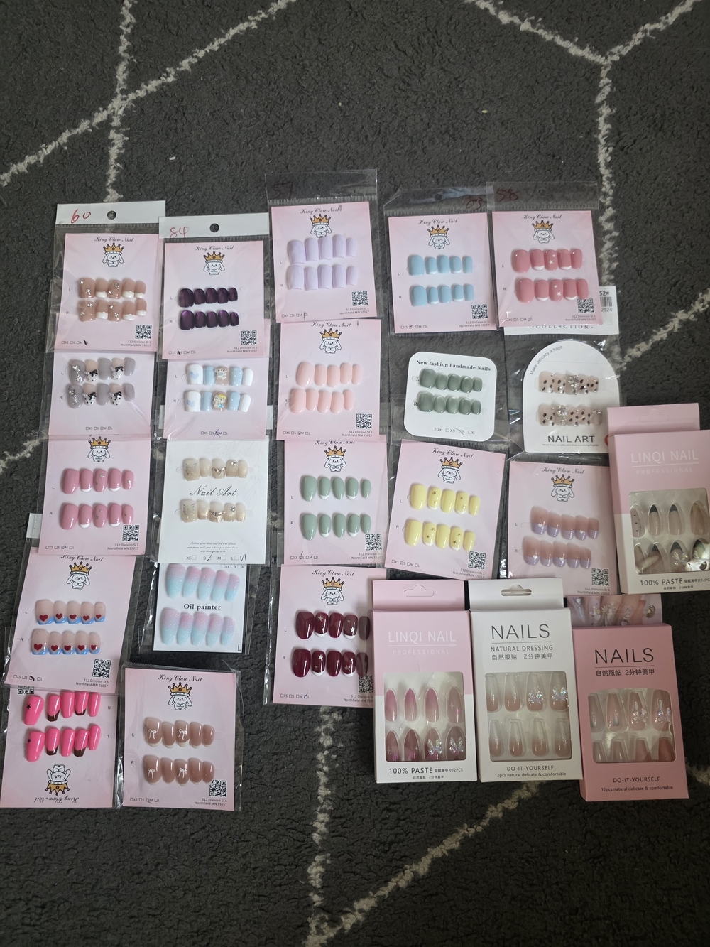Assorted Press-On Nail Lot  24 Packs In All